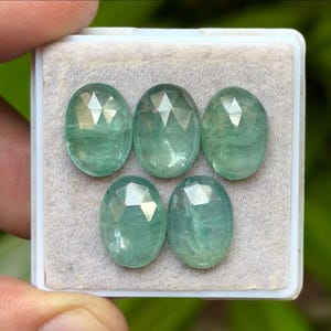 Sea Paraiba Kyanite Gemstone Slices: Oval Rose cut, 10x14mm, 5-Piece Lot PR-01
