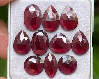 Rhodolite Garnet Rose Cut Slices: 11-16mm Mix Shape, 10 Piece Lot