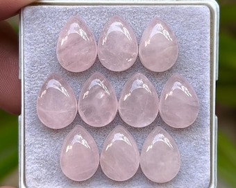 Rose Quartz Pear Cabochons: 10x14mm Gemstone Lot 10 Pieces