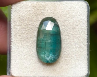 100% Natural Green Kyanite Flat Back Rose cut Slices Loose Gemstones Freeform Shape, 11x20 mm, 1 Piece Lot for Making Jewelry