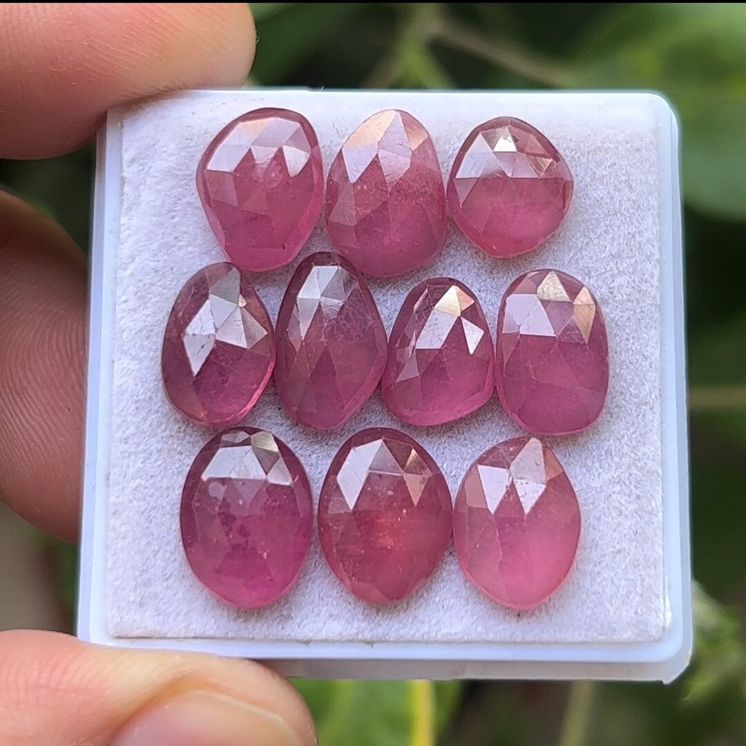 Ruby Mix Thailand Ruby Sapphire Flat Back Rosecut Slices Loose Gemstones ...