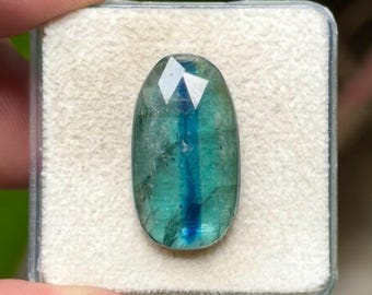100% Natural Green Kyanite Flat Back Rose cut Slices Loose Gemstones Freeform Shape, 23x13 mm, 1 Piece Lot for Making Jewelry