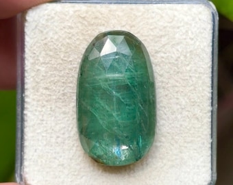 100% Natural Green Kyanite Flat Back Rose cut Slices Loose Gemstones Freeform Shape, 24x14 mm, 1 Piece Lot for Making Jewelry