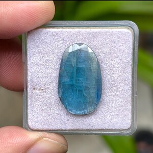 100% Natural Paraiba Kyanite Flat Back Rosecut Slices Loose Gemstones Freeform Shape, 22x13 mm, 1 Piece Lot for Making Jewelry