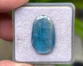 Paraiba Kyanite Flat Back Rosecut Slices Loose Gemstones Freeform Shape, 22x13 mm, 1 Piece Lot for Making Jewelry