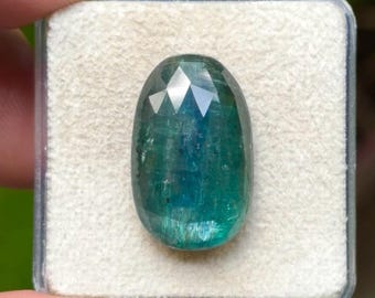 100% Natural Green Kyanite Flat Back Rose cut Slices Loose Gemstones Freeform Shape, 22x14 mm, 1 Piece Lot for Making Jewelry