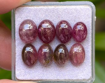 Rubellite Tourmaline Cabochons: Oval Gemstones, 9-11mm (8 Pieces) TL-18