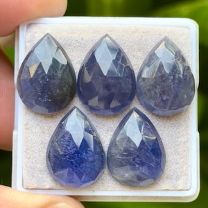 Tranches d'iolite à dos plat, taille rose, pierres précieuses rondes, 13 x 18 mm, lot de 5 pour la création de bijoux