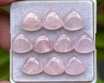 Rose Quartz Flat Back Cabochons Loose Gemstones Trillion Shape, 12x12 mm, 10 Pieces Lot for Making Jewelry MM-02