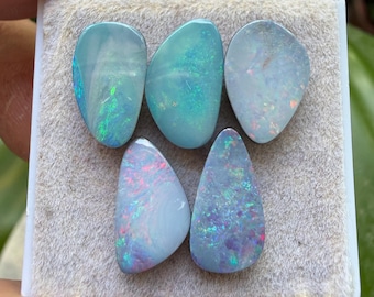 Australian Opal Doublet Cabochons: Freeform Gemstones, 14-16 mm, 5 Pieces Lot (AT-44)