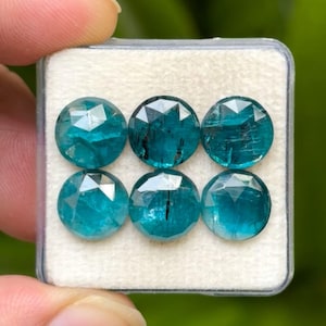 ネオンパライバカイヤナイト ローズカットスライス：10 x 10 mm ラウンドジェムストーン、6個セット