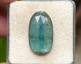 100% Natural Green Kyanite Flat Back Rose cut Slices Loose Gemstones Freeform Shape, 22x13 mm, 1 Piece Lot for Making Jewelry
