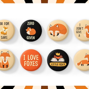 Bonitas insignias de zorro / Regalo para amantes de los zorros / Amantes de la vida silvestre / Oh, por el amor de los zorros / Joyería de animales del bosque / Cero zorros dados / No me importa un comino