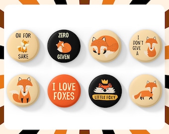 Cute Fox Pin Badges | Gift for Fox Lovers| Wildlife Lovers | Oh For Fox Sake | Woodland Animal Jewellery | Zero Fox Given | I Dont Give A