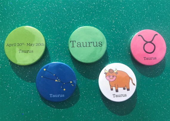 Set Of 5 Taurus Badges 38mm Zodiac Etsy Set Of 5 Taurus Badges 38mm Zodiac Etsy