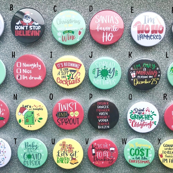 Christmas Pin Badges, Stocking Fillers, Secret Santa Funny, Xmas Office Party, Christmas Cracker Gift, Stocking Stuffer, Advent Calendar