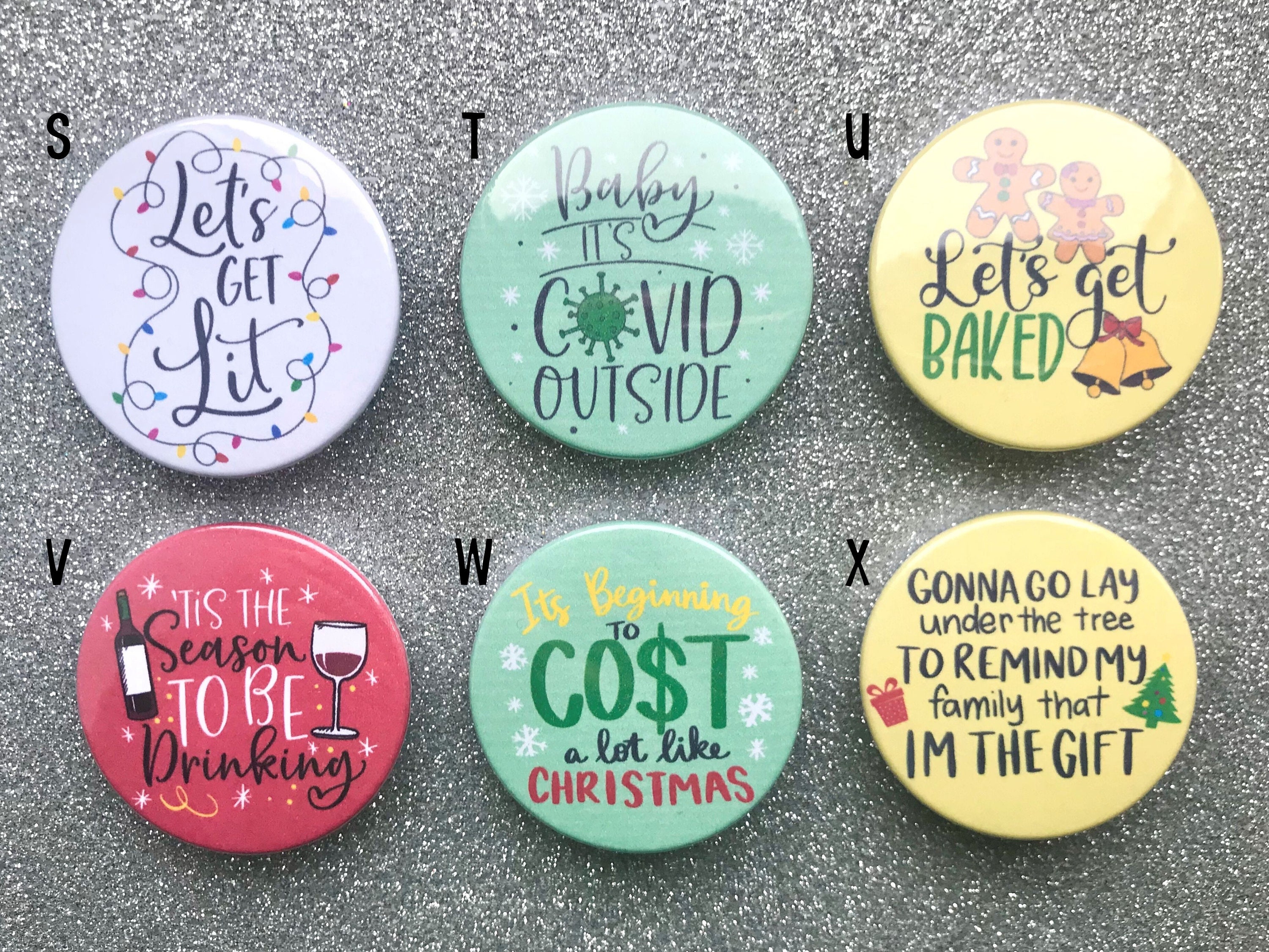 Random Christmas Buttons Pins - Small Christmas Party Gifts for Coworkers,  Favors, Decor, Decorations, Stockings - Set of 30 Mini 
