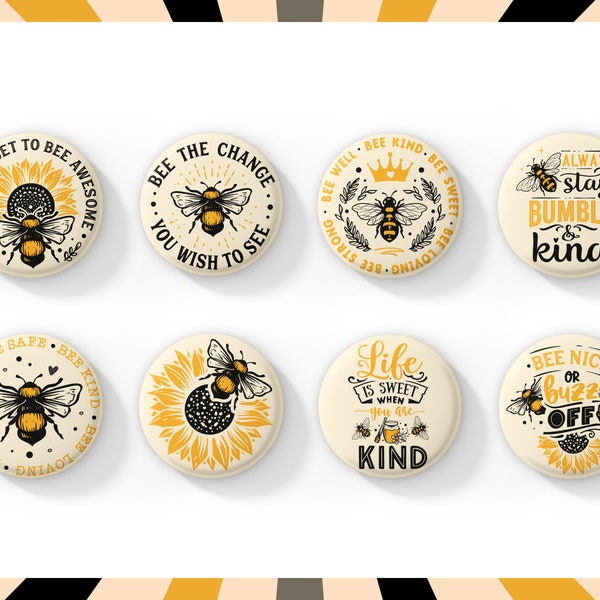 Bees Pin badges 38mm/Bee Happy/save the bees