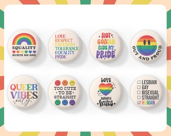 Gay Pride Pin Badges | LGBTQ | Pride Month | Inclusivity | Rainbow flag | Love is Love | Protect Gay Lives | Gay Flag Pin | Equality