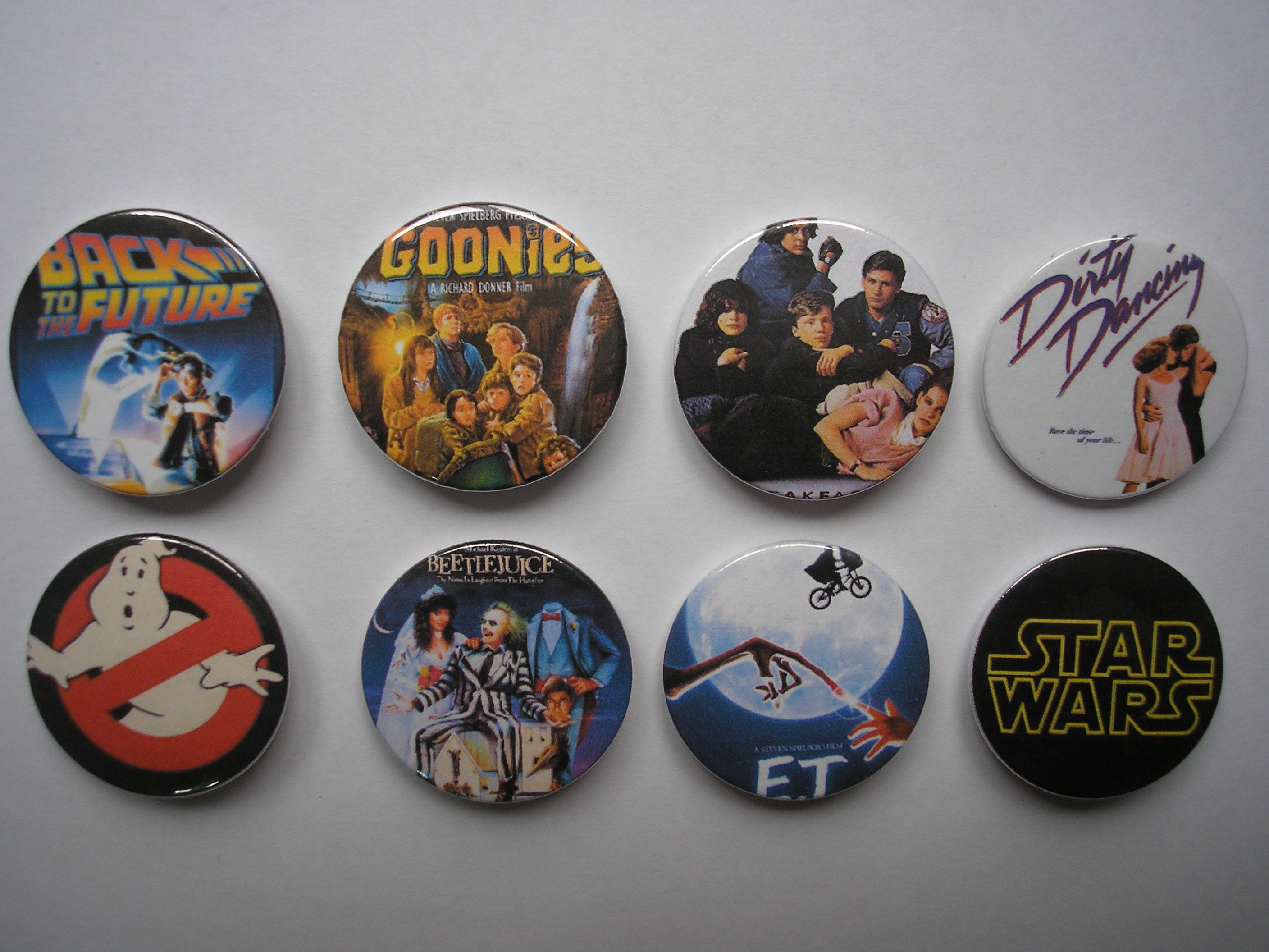Set of 8 80s film Badges Etsy