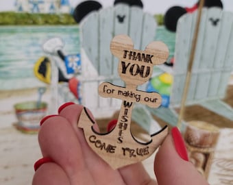 Disney Cruise Line Cast Member Compliment Gift Thank You For Making Our Wishes Come True Wooden Token