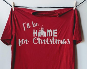Disney Castle Home for Christmas Iron On Transfer