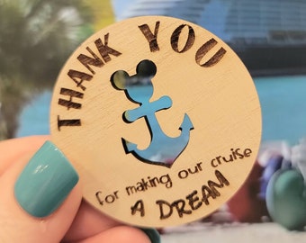 Disney Cruise Line Cast Member Compliment Gift Thank You For Being A Dream Round Wooden Token