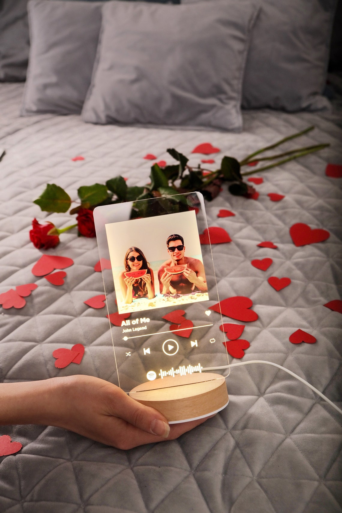 Valentines Day gift Spotify code lamp Custom album cover Night | Etsy