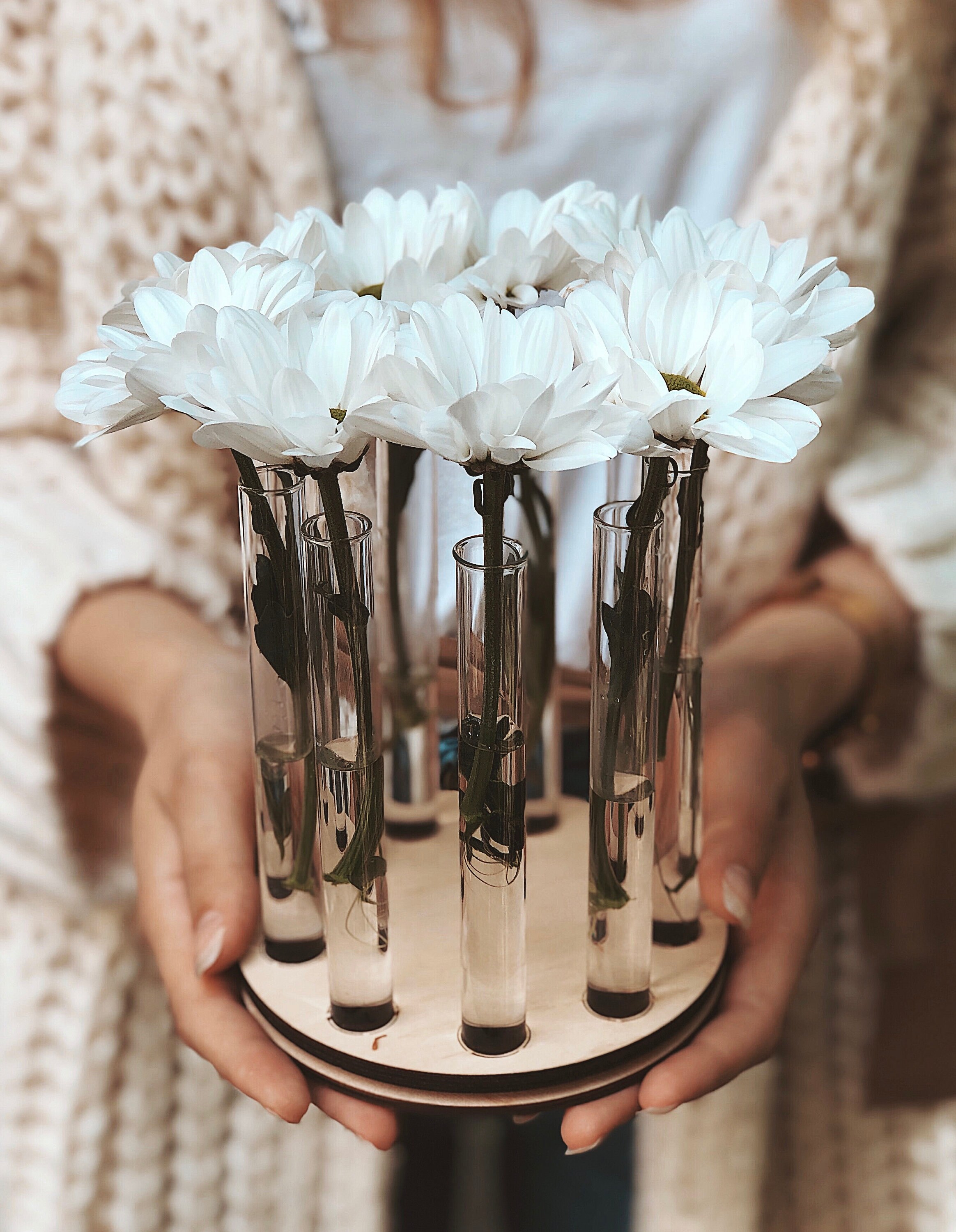 Round flower vase with test tubes For gift for her Glass Etsy