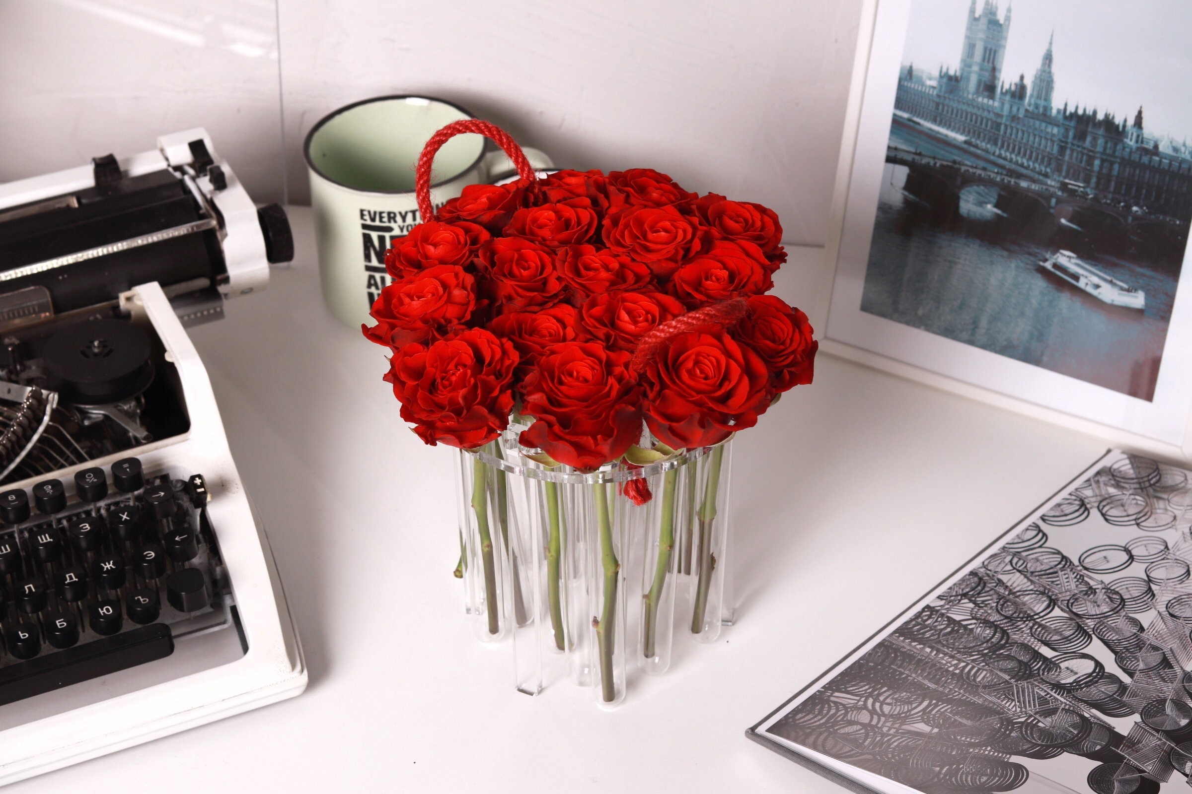 Round flower vase with test tubes home decoration Plant Etsy