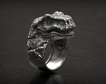 Punk Ring Alien Ring 3D Print 3d printed Jewellery Silver Jewellery Movie Ring Mars Attacks Oxidized Motorcycle Jewelry