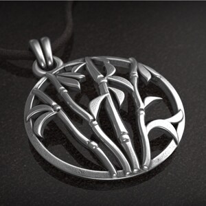 Bamboo , Bamboo pendant , Silver Pendant , 3D Print , Oxidized , 3d printed Jewelery , Silver Jewelery , Floral Jewelery