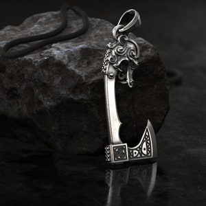 Viking Axe Pendant, Viking Pendant, Viking Warrior Pendant, Silver Axe Pendant, Talisman Jewelry, Men&#39;s gift, 3d printed Jewellery