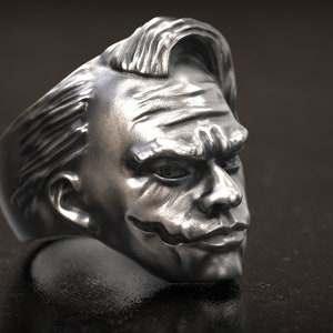 Anillo Joker, Anillo de película, Arte Joker, Joyería de películas, Anillo de hombre, Joyería impresa en 3D, Regalo de hombre impreso en 3D, Regalo de Halloween, JOKER Heath Ledger