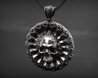 Hands and Skull Pendant ,Inferno Pendant, Silver Skull hollow Pendant , Gothic, Gehenna, 3d printed Jewelry , Punk Pendant , Silver Skull,