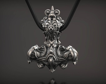 Thor Hammer Pendant, Nordic Jewellery, Mjolnir Pendant, Trinity, Viking Pendant, Unique Mjolnir  Pendant, Men&#39;s gift, 3d printed Jewellery