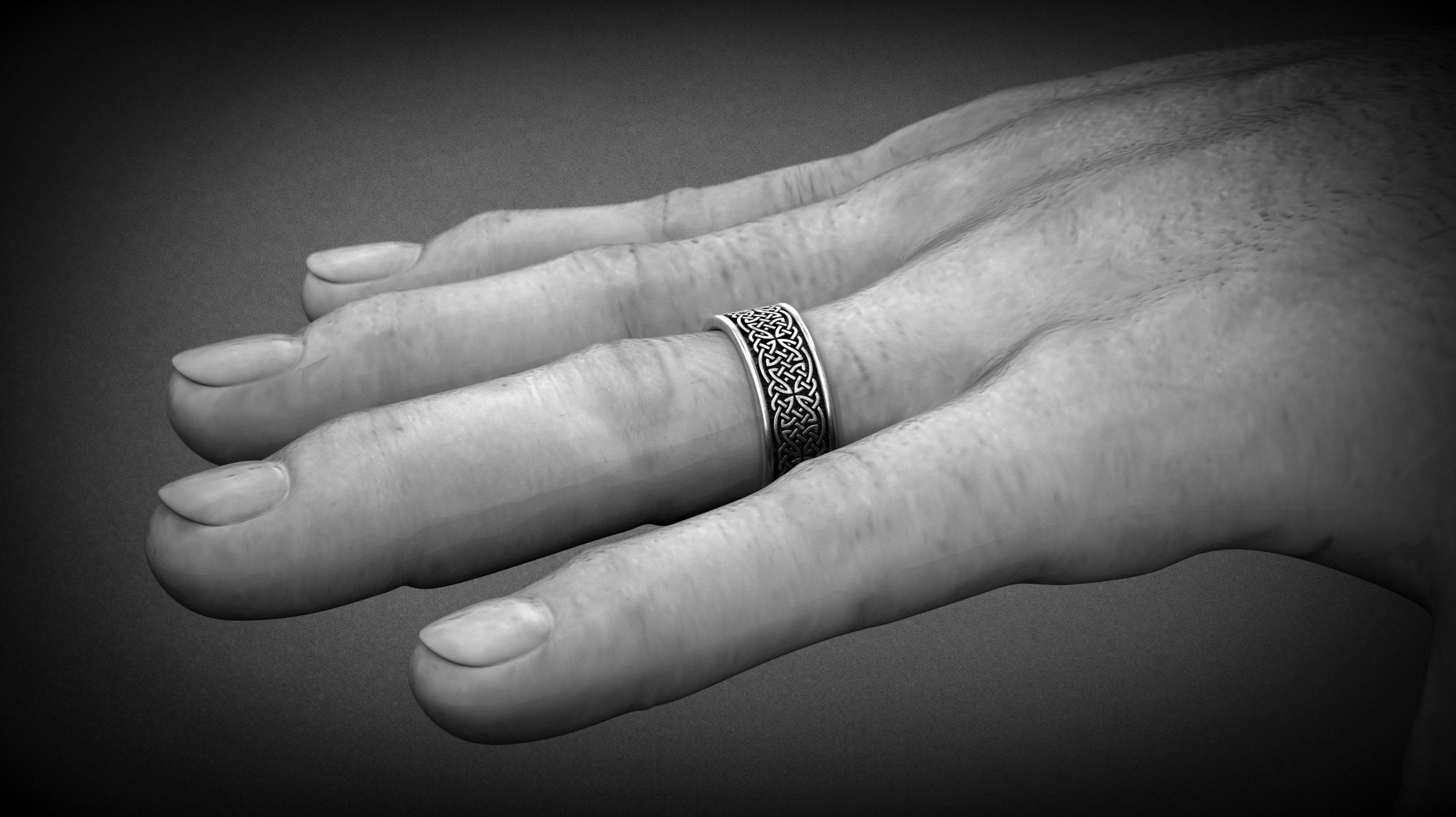 Celtic Pattern Ring Mens Ring Viking Wedding Ring 925 Etsy