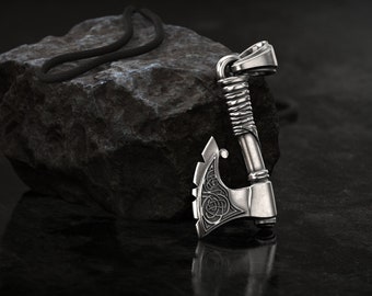 Viking Ax Pendant, Viking Pendant, Viking Warrior Pendant, Silver Ax Pendant, Talisman Jewelry, Men's gift, 3d printed Jewelry