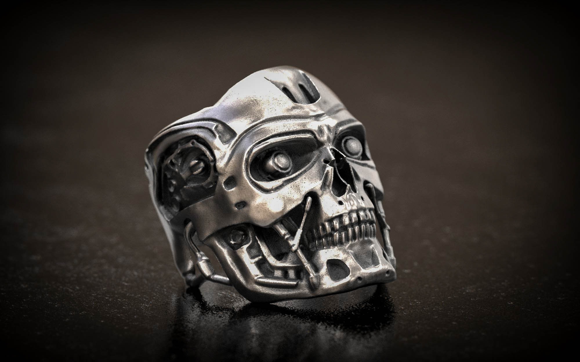 Terminator Ring , T-800 , Endoskeleton , 3D Print , Oxidized