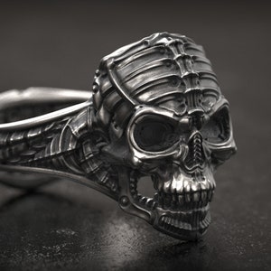 MR. Giger Inspired , Biomechanical Skull Ring, Mens Ring, Prometheus , Xenomorph , Protomorph , Covenant , Alien , 3d printed Jewellery,