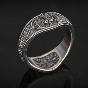 H.R. Giger Inspired , Biomechanical Band Ring, Engagement Ring, Prometheus , Xenomorph , Protomorph , Covenant , Alien, 3d printed