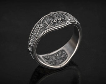 H.R. Giger Inspired , Biomechanical Band Ring, Engagement Ring, Prometheus , Xenomorph , Protomorph , Covenant , Alien, 3d printed