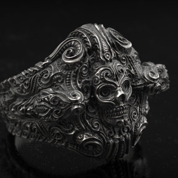 Skull and Snake Ring, Snake Ring, H.R. Giger Inspired, Prometheus, Protomorph, Covenant, Covenant Style, Animal Ring, 3d printed Jewellery,