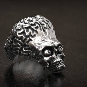 Mars Attacks! , Alien Ring , Movie Ring , 3D Print , Oxidized , Motorcycle Jewelry , 3d printed Jewelry , Silver Jewelry , Punk Ring