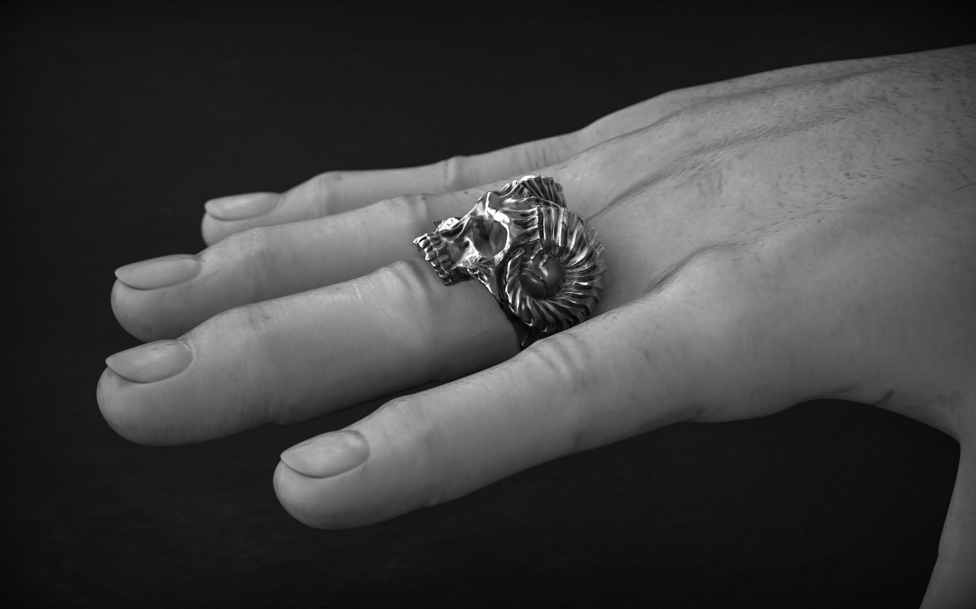 Horned Skull Ring Demon Skull Biker Ring Man Ring evil Etsy UK