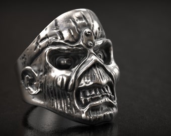 Iron Maiden Eddie Ring, Skull Ring, Biker Ring, Man Ring, Unique Punk Ring, 3D Print, 3d printed Jewellery, 3d Printed, Sterling, Oxidized