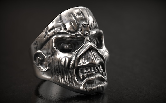 Iron Maiden Eddie Ring, Skull Ring, Biker Ring, Man Ring, Unique 
