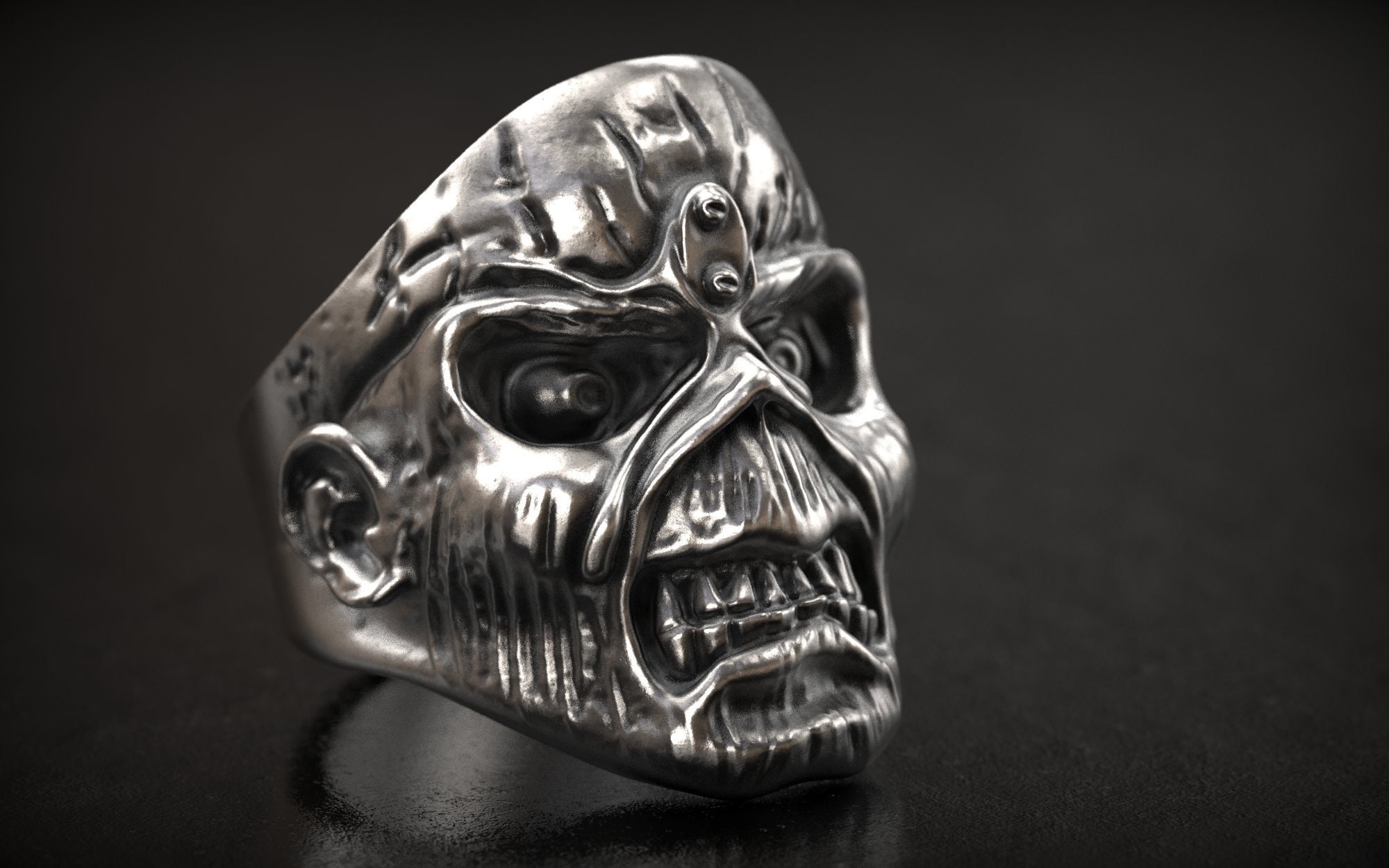 Iron Maiden Eddie Ring, Skull Ring, Biker Ring, Man Ring, Unique