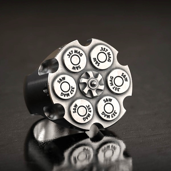 357 Magnum Signet Bullet Ring, Bullet Cartdridge Ring, Ammunition Casing Revolver Ring, Rebel Biker Ring, 357 caliber Ring, Gun Ring, Outlaw