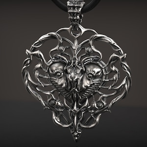 H.R. Giger Inspired, Heart pendant, Biomechanic Heart Pendant, Giger Style, Bionic Heart, Giger Heart, 3d printed Jewellery, Oxidized